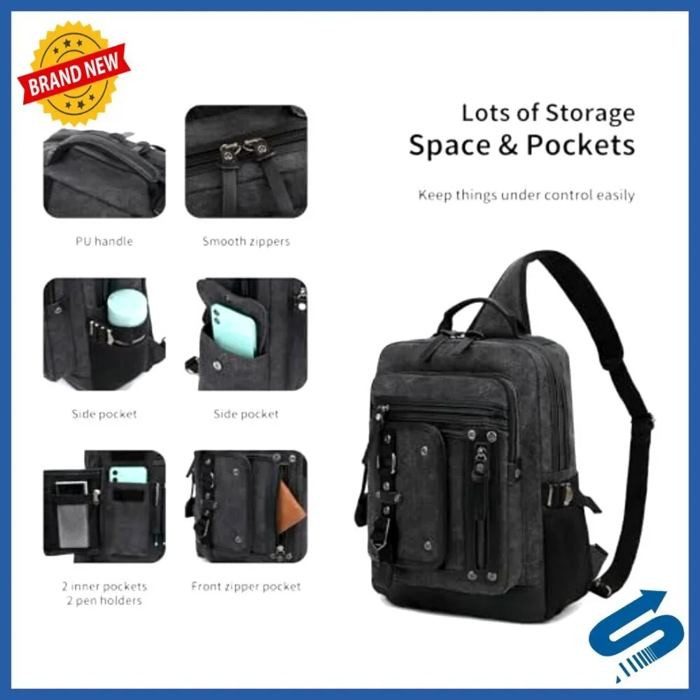 Large Canvas Messenger Bag Crossbody Laptop Backpack Men Daypack